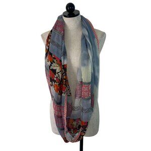 Staring At Stars Womens Scarf One Size Multicolor Bohemian Infinity Embroidered